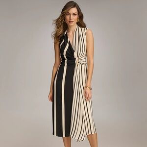 Donna Karan Striped Side-Bar Midi Dress -- NWT!